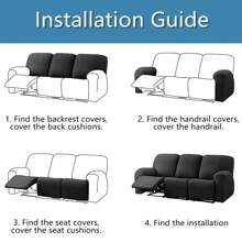 1 Set Recliner Covers, Stretch Reclining Chair Covers, Recliner Sofa Slipcovers Waterproof Stretch Recliner Couch Covers Furniture Protector Covers - Multicolor - View 5