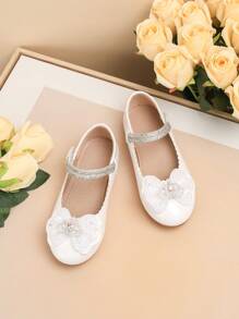 1 Đôi giày đế bằng chống trượt hình vương miện bướm dễ thương cho trẻ em, phù hợp cho mọi mùa - trắng - Xem 3