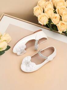 1 Đôi giày đế bằng chống trượt hình vương miện bướm dễ thương cho trẻ em, phù hợp cho mọi mùa - trắng - Xem 5