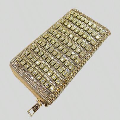 Elegant Evening Long Wallet Card Holder Mini Bag Zipper Wallet Coin Purse Card Holder Dual-Use European American INS Style Girl Leather Evening Bag Mini Wallet Women's Wallet Card Holder Multi-Slot Party Coin Purse Wallet