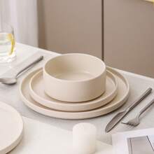 vancasso 12 Pcs Stoneware Dinnerware Set, Dinner Plates, Dessert Plates And Soup Plates For 4 Person, White Set - 白色 - 查看 6