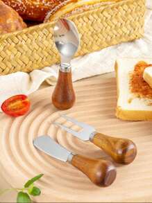 1 件装黄油刀迷你黄油刀奶油奶酪果冻刀黄油涂抹刀黄油刀带立式手柄，玫瑰木手柄，适用于烘焙、厨房、黄油、果酱、奶酪涂抹圣诞礼物 - 彩色 - 查看 2