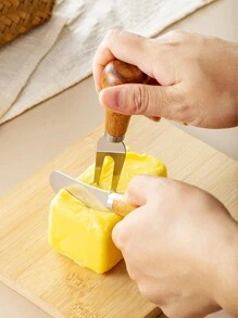 1 件装黄油刀迷你黄油刀奶油奶酪果冻刀黄油涂抹刀黄油刀带立式手柄，玫瑰木手柄，适用于烘焙、厨房、黄油、果酱、奶酪涂抹圣诞礼物 - 彩色 - 查看 3