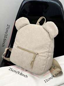 1 件定制天鹅绒小熊背包，大容量学生背包，时尚多用途背包，拉链包，毛绒娃娃包，适合学生和女士日常使用，可作为女士礼品包 - 彩色 - 查看 3