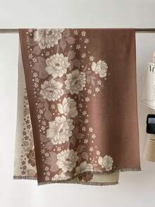 FADZOYLE 1 chiếc khăn choàng họa tiết hoa cho nam và nữ, khăn choàng và khăn quấn mùa thu đông ấm áp bằng vải cashmere, khăn choàng lớn mềm mại, chống gió, có điều hòa, dùng hàng ngày cho váy cưới buổi tối - khăn quàng cổ - Xem 8