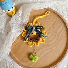 1 mặt dây chuyền hình hoa hướng dương cho xe hơi, mặt dây chuyền bằng len dệt kim sáng tạo, mặt dây chuyền hình cô gái tinh tế, gương chiếu hậu xe hơi - Nhiều màu - Xem 3