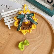 1 mặt dây chuyền hình hoa hướng dương cho xe hơi, mặt dây chuyền bằng len dệt kim sáng tạo, mặt dây chuyền hình cô gái tinh tế, gương chiếu hậu xe hơi - Nhiều màu - Xem 7