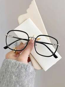 1 chiếc kính kim loại gọng vuông phong cách Hàn Quốc, trang trí bằng đá giả, kính cận, thời trang, nhiều màu sắc cho nam và nữ - Trong sáng - Xem 16