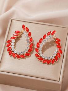 1 Cặp bông tai hình giọt nước bằng đá Rhinestone rỗng thời trang và quý phái, đồ trang trí đầy màu sắc và thanh lịch, quà tặng thích hợp cho phụ nữ - Nhiều màu - Xem 5
