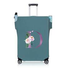 行李箱罩旅行箱罩适用于 18 至 32 英寸行李箱保护套男女户外度假旅行必备配件涤纶行李箱弹力防尘罩时尚首字母姓名 A 至 Z 字母印花 - 藍-圖案 1 - 查看 26