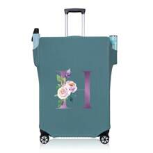 行李箱罩旅行箱罩适用于 18 至 32 英寸行李箱保护套男女户外度假旅行必备配件涤纶行李箱弹力防尘罩时尚首字母姓名 A 至 Z 字母印花 - 藍-圖案 1 - 查看 65