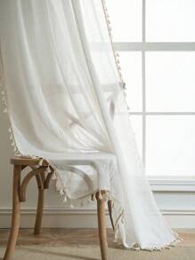 Bubaba 1 tấm rèm trang trí bằng vải lanh màu be thủ công, tua rua thêu tối giản theo phong cách Bohemian, rèm che nắng cho phòng ngủ, khách sạn, lễ kỷ niệm, thích hợp cho phòng ngủ, phòng ăn, nhà bếp, phòng khách, phòng trẻ em, mọi mùa - Màu be - Xem 8