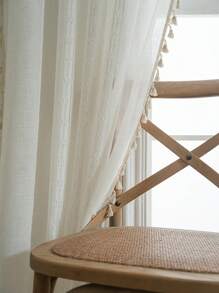 Bubaba 1 tấm rèm trang trí bằng vải lanh màu be thủ công, tua rua thêu tối giản theo phong cách Bohemian, rèm che nắng cho phòng ngủ, khách sạn, lễ kỷ niệm, thích hợp cho phòng ngủ, phòng ăn, nhà bếp, phòng khách, phòng trẻ em, mọi mùa - Màu be - Xem 7