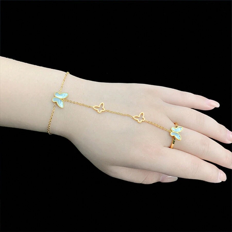1 chiếc vòng tay hình con bướm vỏ trắng, vòng tay trang sức thời trang bằng thép không gỉ, quà tặng vòng bi trang trí - Loại bướm - Xem 1