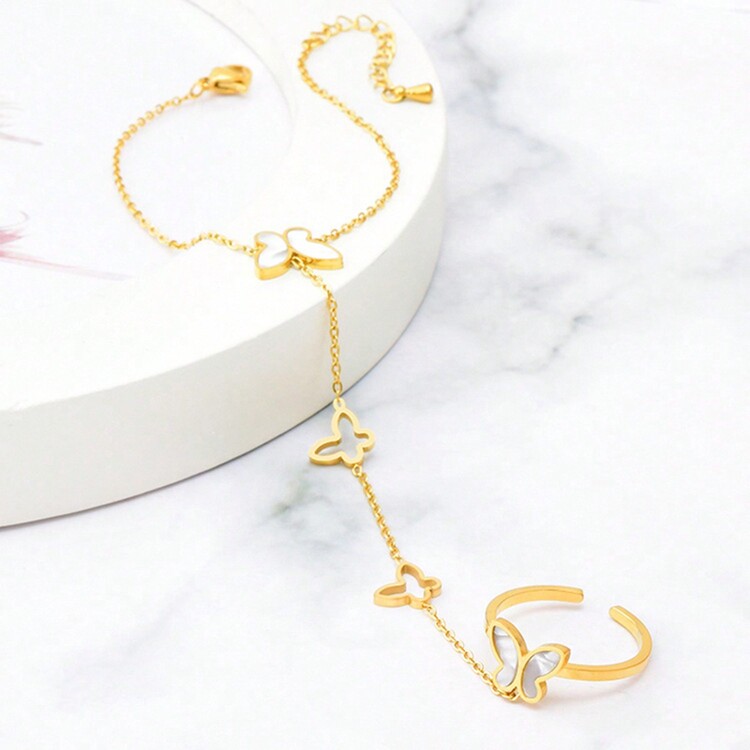1 chiếc vòng tay hình con bướm vỏ trắng, vòng tay trang sức thời trang bằng thép không gỉ, quà tặng vòng bi trang trí - Loại bướm - Xem 3