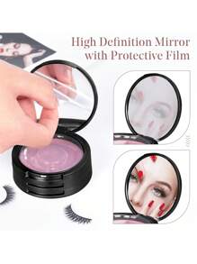 睫毛收纳盒 2/3 层圆形睫毛盒带镜子空旅行睫毛收纳盒收纳盒（不含假睫毛）适合女士和女孩