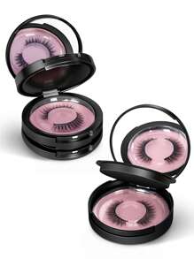 睫毛收纳盒 2/3 层圆形睫毛盒带镜子空旅行睫毛收纳盒收纳盒（不含假睫毛）适合女士和女孩