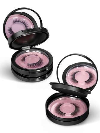 Eyelash Storage Box 2/3 Layers Circle Eyelash Box With Mirror Empty Travel Eyelash Storage Case Organizers(False Eyelashes Not Included) For Women And Girl