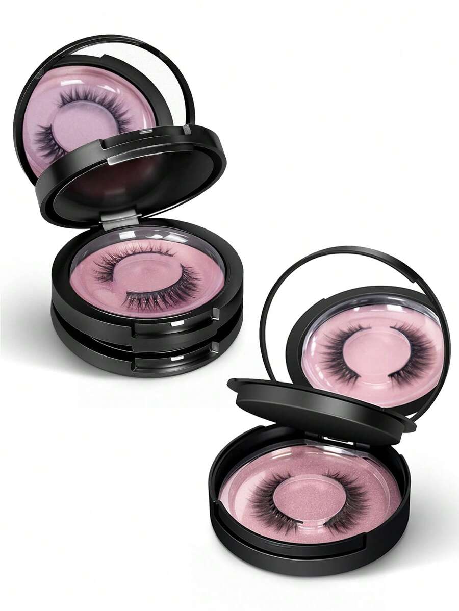 睫毛收纳盒 2/3 层圆形睫毛盒带镜子空旅行睫毛收纳盒收纳盒（不含假睫毛）适合女士和女孩