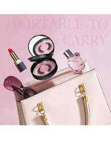 睫毛收纳盒 2/3 层圆形睫毛盒带镜子空旅行睫毛收纳盒收纳盒（不含假睫毛）适合女士和女孩