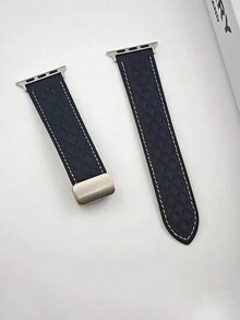 1 条真皮菱形磁扣表带，兼容 Apple Watch 8/7/SE/6/5/4/3/2/1，适合 22mm/38mm/40mm/41mm/42mm/44mm/45mm/49mm 表盘（不含手表） - 黑色 - 查看 1