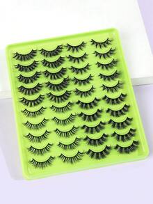 20对D卷自然猫眼睫毛眼睫毛混合款自然猫眼睫毛化妆工具加长蓬松仿貂毛睫毛透明条自然长猫眼睫毛适合 - 黑色 - 查看 2