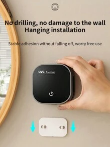 1pc Smart Automatic UV Toothbrush Sterilizer, Wall Mounted Toothbrush Holder With Automatic Sterilization, 2 Slots USB Charging Bathroom Toothbrush Sanitizer With Hot Air Drying Function, Toothbrush Sanitizing Cleaner For Family Use, Free Punching, Bathroom Accessoriesbathroom Decor Fall Decor Back To School - Multicolor - View 11