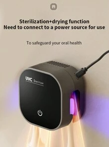 1pc Smart Automatic UV Toothbrush Sterilizer, Wall Mounted Toothbrush Holder With Automatic Sterilization, 2 Slots USB Charging Bathroom Toothbrush Sanitizer With Hot Air Drying Function, Toothbrush Sanitizing Cleaner For Family Use, Free Punching, Bathroom Accessoriesbathroom Decor Fall Decor Back To School - Multicolor - View 5