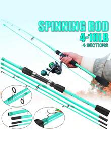 SOUGAYILANG Fishing Rod 1.8m/1.98m/2.1m 4 Sections Spinning Fishing Rod Ultralight Carbon Fiber 4-10LB Fishing Pole ABS Reel Seat And Comfortable Eva Handle Fishing