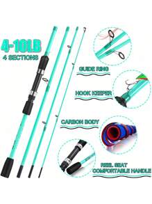 SOUGAYILANG Fishing Rod 1.8m/1.98m/2.1m 4 Sections Spinning Fishing Rod Ultralight Carbon Fiber 4-10LB Fishing Pole ABS Reel Seat And Comfortable Eva Handle Fishing