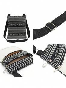 Unique Realistic Galaxy Wolf Design Unisex Crossbody Bag, Reusable Shoulder Messenger Bag, Fashionable Sling Bag With Moon Animal Pattern For Storage, Party Favor Gift For Wolf Lovers - Blue - View 5