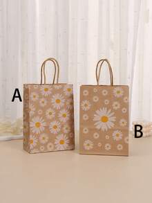 6/10 chiếc Túi quà Daisy, Túi đựng quà tặng tiệc Túi giấy Kraft in, Túi đựng bánh mì nướng Túi đựng đồ mang đi Túi mua sắm - Nhiều màu - Xem 6