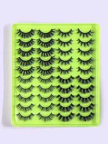 20对D卷自然猫眼睫毛眼睫毛混合款自然猫眼睫毛化妆工具加长蓬松仿貂毛睫毛透明条自然长猫眼睫毛适合 - 黑色 - 查看 4