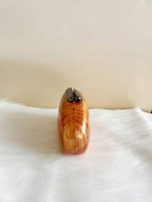 Túi đeo chéo vai dây xích kim loại phong cách Châu Âu và Mỹ mới, Ví cầm tay Acrylic thời trang cho nữ, Thanh lịch cho tiệc/váy cưới, Túi đựng đồ trang điểm mini, Ví cô dâu màu trơn thời trang - trái cam - Xem 5