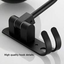 1 件装摩托车头盔架壁挂式不锈钢头盔架 180 度旋转挂钩带双钩自行车头盔架直销 - 黑色 - 查看 6