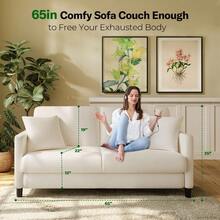 Teddy Velvet Sofa Modern Couch Love Seat Settee Room Apartment Office Couch - 65寸米色 - 查看 2