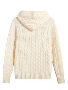 Women's Casual Fashionable Versatile Loose Fit Apricot Hoodie Sweater - Beige - View 2