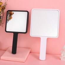 1pc Minimalist Handheld Makeup Mirror, Black Handle, Stylish Design,Makeup,Cheap,Room Decor,Vanity,Travel,Bedroom,Makeup Accessories,Mirror,Vanity Mirror,Mini Mirror,Compact Mirror,Mirror Small,Hand Mirror - Multicolor - View 8