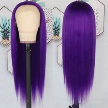Stunning Purple Hair Synthetic Lace Front Wigs 26 Inch Pre Plucked Long Straight Hair Wigs 13X4 HD Lace Wigs Glueless Dark Purple Colored Wigs Heat Resistant Halloween Wigs Deep Purple Long Silky Straight Lace Front Wigs For Fashion Women For Daily Christmas Party Cosplay Use - Màu tím - Xem 8