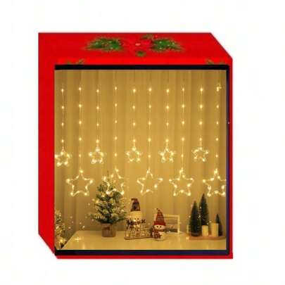 Gwiazdkowe kurtyny świetlne, 138 diod LED kurtyny świetlne z 16 gwiazdami, 8 trybów świateł okiennych na choinkę, imprezę, wesele, ogród, sypialnię, dekoracje (ciepła biel)