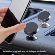 2pcs/Set Alloy Magnetic Car Phone Holder, Universal Dashboard Car Phone Mount, 360° Rotation, Compatible With IPhone, Etc, Black & Silver