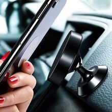 2pcs/Set Alloy Magnetic Car Phone Holder, Universal Dashboard Car Phone Mount, 360° Rotation, Compatible With IPhone, Etc, Black & Silver
