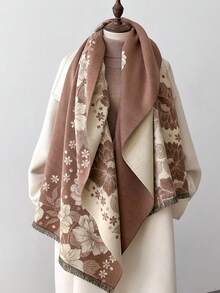 FADZOYLE 1 chiếc khăn choàng họa tiết hoa cho nam và nữ, khăn choàng và khăn quấn mùa thu đông ấm áp bằng vải cashmere, khăn choàng lớn mềm mại, chống gió, có điều hòa, dùng hàng ngày cho váy cưới buổi tối - khăn quàng cổ - Xem 7
