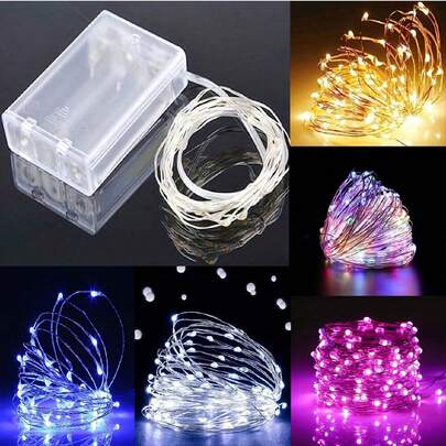 1개 1/2/3/5/10/20m, 10/20/30/50/100/200LED 배터리 박스 구리 와이어 램프 페어리 라이트, 배터리 구동(배터리 미포함), DIY 페어리 스트링 램프, 구리 와이어 램프, 휴일 장식, 꽃병, 식탁, 거실 장식, 웨딩 장식, 크리스마스트리 장식 조명, 웨딩, 생일, 침실에 적합, 자유롭게 모양 변경 가능