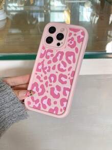 Apple Animal Pink Leopard Transparent Electroplated Frame Shockproof Phone Case + Charger Protector Compatible With IPhone Waterproof Anti-Fall Scratch Resistant - Multicolor - View 5