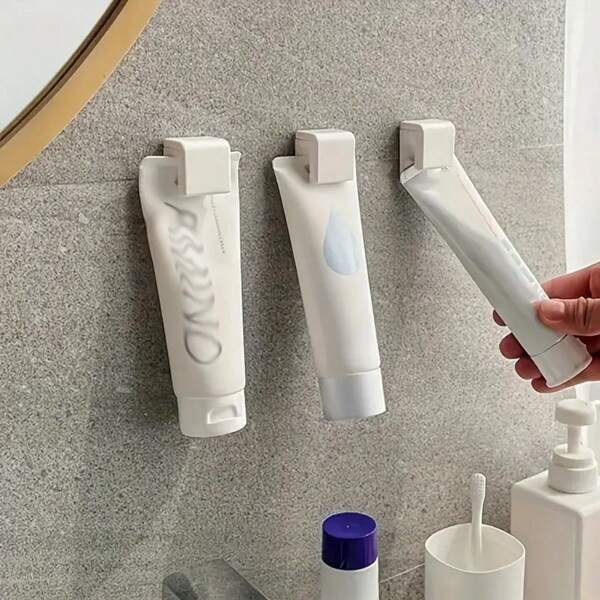 1/3pcs Toothpaste Holder Rack, No-Drill Wall Mounted Storage Clamps, Multi-Purpose Bathroom Wall Toothpaste Clips Home Bathroom Decor Fall Decor Back To School