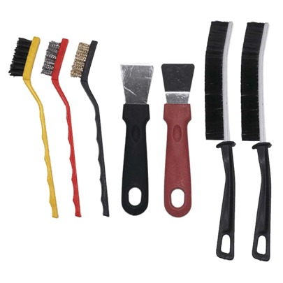 7pcs Household Kitchen Cleaning Set - Stove Brush, Scraper, Multi-Function Pot Bottom Cleaner, Range Hood Cleaning Brush, Steel Wire Brush, Crevice Brush, Tile Grout Brush, Scraper/Spatula - Kitchen Cleaning Tool Kit, Home Decoration, Christmas Gifts, Home Gifts, Room Decoration,