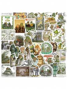 50片装经典卡通可爱青蛙蟾蜍动物系列装饰风格涂鸦贴纸个性时尚创意DIY精美装饰贴花水杯头盔滑板流行贴纸玩具 - 彩色 - 查看 2