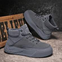 Giày thể thao nam đế dày màu trơn thiết kế đơn giản thời trang đa năng thường ngày - Xám - Xem 2