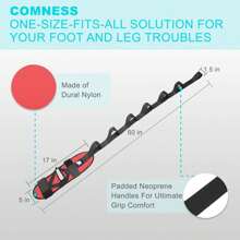 足部和小腿拉伸带，适用于足底筋膜炎、足跟骨刺、足弓塌陷、跟腱炎和腿部肌肉。瑜伽足部和腿部阻力带、物理治疗设备、拉伸瑜伽带、腿部拉伸器 - 紅色 - 查看 3